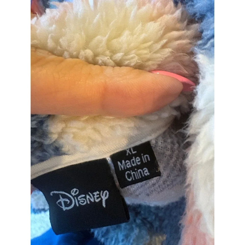 Disney Mickey Mouse Plaid Sherpa Fleece Teddy Jacket Pink Navy XL - Picture 2 of 8